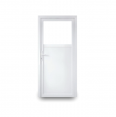 EcoLine Nebeneingangstür 2-fach-Verglasung - Profil 60 mm - 1/3 Klarglas - 2/3 Füllung - weiß