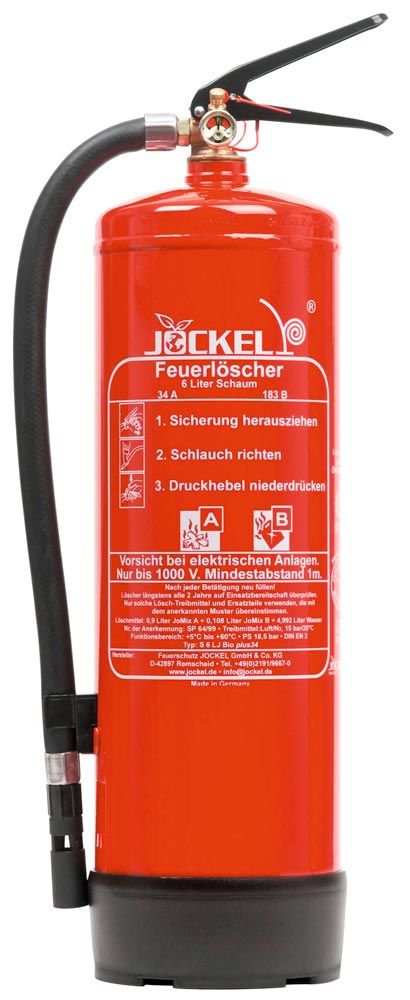 Schaum-Feuerlöscher, 9 L Vol., 12 LE, Gewicht 14,4 kg, für Brandklassen A +  B, mit Manometer, inkl . Wandhalterung - online kaufen bei