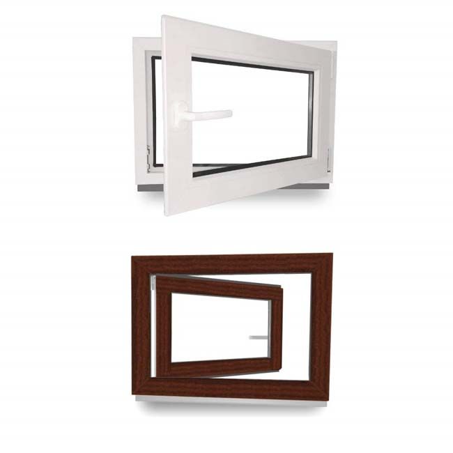 EcoLine Kunststofffenster Kellerfenster 2-fach oder 3-fach Verglasung innen  weiß, außen mahagoni - 60 mm Profil - online kaufen bei