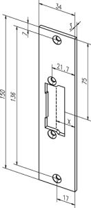 ASSA ABLOY Flachschließblech 21C Edelstahl matt käntig Breite 34 x Länge 150 mm DIN links / rechts
