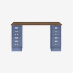 BISLEY MultiDesk BxTxH 1400x600x740 mm, nussbaum/blau, MD146NW605