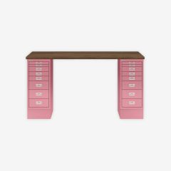 BISLEY MultiDesk BxTxH 1400x600x740 mm, nussbaum/pink, MD148NW601