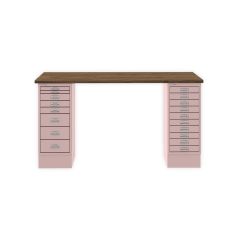 BISLEY MultiDesk BxTxH 1400x600x740 mm, nussbaum/pastellpink, MD14810NW620