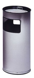 Runder Kombi-Ascher aus Edelstahl, Vol. 37 l, Aschereinsatz und Kippensieb aus Edelstahl, Höhe 700 mm, Durchm. 320 mm