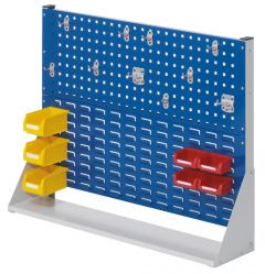 Ständer Systemeinheit doppelseitig, 8 Loch- und 2 Schlitzplatten, BxTxH 1000x430x1790 mm, Platten RAL 7035