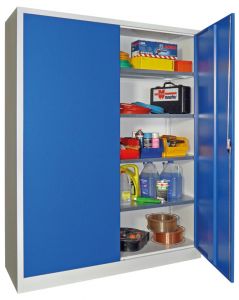 Flügeltürenschrank, oben verschließbares Wertfach, darunter 3 besch. Böden, Zyl.-Schl., BxTxH 1000x600x1950 mm, RAL 3000