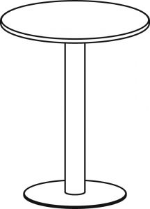 Steh-Tisch, Durchm.xH 900x1100 mm, Rund, Plattenfarbe ahorn, Säule silber, Tellerfuß anthrazit