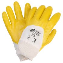 NITRAS 03400 Nitrilhandschuhe, Baumwoll-Trikot, naturfarben, Nitril-Beschichtung, gelb, 3/4-beschichtet, EN 388 - 12 Paar