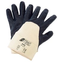 NITRAS 03430 Nitrilhandschuhe, Baumwoll-Jersey, naturfarben, Nitril-Beschichtung, blau, 3/4-beschichtet, EN 388 - 12 Paar