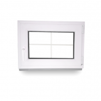 Sprossenfenster -  Breite 50 bis 120 cm - Höhe 50 bis 70 cm - Anschlag rechts oder links - 2-fach-Verglasung - Economy Line - 60 mm - 4 Kammern 