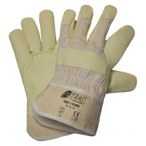 NITRAS PUWA 1007, Kunstlederhandschuhe, Baumwolldrell-Rücken, naturfarben, Kunstleder, beige, EN 388 - Gr. 10 - 12 Paar