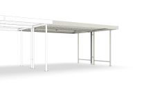 WSM Überdachung, Modell Leipzig, doppelseitig, Anbaueinheit, Profilblech RAL 9002, BxTxH 4300x4400x2350 mm, 102000093