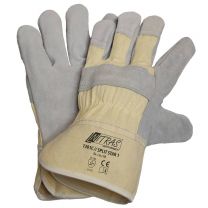 NITRAS 1301C SPLIT STAR 1, Rindspaltlederhandschuhe, Baumwoll-Rücken, naturfarben, Rindspaltleder, grau, EN 388 - Gr. 10 - 12 Paar