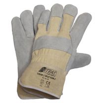 NITRAS 1302W SPLIT STAR 2, Rindspaltlederhandschuhe, Baumwolldrell-Rücken, naturfarben, Rindspaltleder, grau, EN 388 - Gr. 10 - 12 Paar