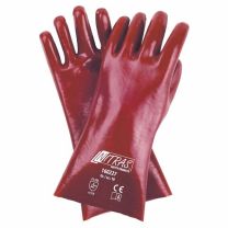 NITRAS PVC-Handschuhe, Baumwoll-Trikot, naturfarben, PVC, rot, vollbeschichtet, EN 388 - Gr. 10 - 12 Paar