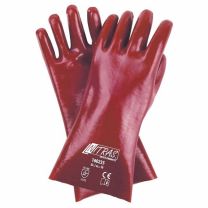 NITRAS PVC-Handschuhe, Baumwoll-Trikot, naturfarben, PVC, rot, vollbeschichtet, Länge 35 cm, EN 388 - Gr. 10 - 12 Paar