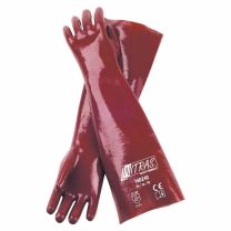 NITRAS PVC-Handschuhe, Baumwoll-Trikot, naturfarben, PVC, rot, vollbeschichtet, Länge 40 cm, EN 388 - Gr. 10 - 12 Paar