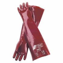 NITRAS PVC-Handschuhe, Baumwoll-Trikot, naturfarben, PVC, rot, vollbeschichtet, Länge 45 cm, EN 388 - Gr. 10 - 12 Paar