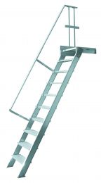 Hymer Treppe stationär mit Podest, Treppenneigung 60°, 10 Stufen, Stufenbreite 600 mm, Standhöhe 2,50 m, Art-Nr. 22200610