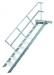 Hymer Treppe stationär mit Podest, Treppenneigung 45°, 10 Stufen, Stufenbreite 600 mm, Standhöhe 2,10 m, Art-Nr. 22210610