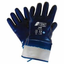 NITRAS Premium-Nitrilhandschuhe, weiß, gebleicht, Nitril-Beschichtung, vollbeschichtet, blau, EN 388 - Gr. 11 - 12 Paar