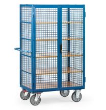 Fetra Kastenwagen, Drahtgitter, Doppelflügeltür, 5 Ladeflächen LxB 1200x780 mm, Außenmaße LxBxH 1370x845x1792 mm, Traglast 750 kg, 5393