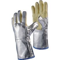 JUTEC Hitzeschutzhandschuhe 5-Fingerhandschuh 10 gelb/silber mit alumin.Preox-Aramid EN 388, EN 407 PSA-Kategorie III