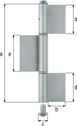 GAH Konstruktionsband 3-teilig zum Anschweißen Stahl rohRundkopf 220/50/14/70 mm