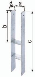 GAH H-Pfostenträger ETA-10/0210 101x300x600x60mm Stahl roh feuerverzinkt