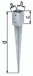 GAH Einschlagbodenhülse a71xb71xc150xd750mm Stahl roh feuerverzinkt