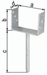 GAH U-Pfostenträger ETA-10/0210 71x100x200x60mm feuerverzinkt mit Betonanker aus Riffelstahl