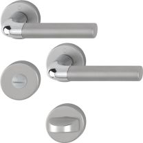 HOPPE Rosettengarnitur Bremen 1505/42KV/42KVS Aluminium F49/F9-2 rund SK/OL DIN links / rechts D/D