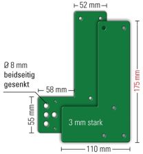 GFS Montagepl.901-/ 991 470 Mont.an GLT Schwenk-Türwächter DIN L/R L175xB110mm