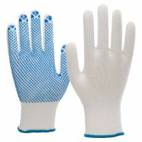 NITRAS Strickhandschuhe, Nylon / Baumwolle, weiß, PVC-Noppen, blau, EN 388 - Gr. 6 - 11 - 12 Paar