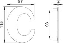 EDI Hausnummer Buchstabe c Edelstahl matt 110 mm Breite 87 mm