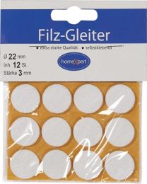 JeCo Filzgleiter 22 mm Filz weiß selbstklebend 12 St./SB-Karte