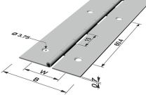 PG Stangenscharnier Scharnierbreite offen 32 mm Materialstärke 0,7 mm 600 mm Eisen vermessingt