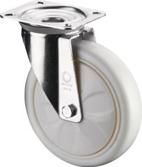 BS ROLLEN Lenkrolle D.100mm Trgf.300kg Ku.Platte L138xB110mm Farbe Rl.weiß