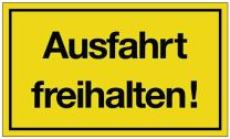 JeCo Hinweiszeichen Ausfahrt freihalten! L250xB150mm gelb schwarz Ku.