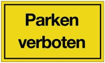 JeCo Hinweiszeichen Parken verboten L250xB150mm gelb schwarz Ku.