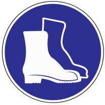 JeCo Gebotszeichen Fußschutz benutzen D.200mm Kunststoffschild blau/weiß
