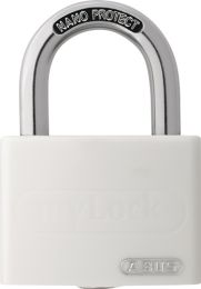 ABUS Zylindervorhangschloss T65AL/40 weiß Lock-Tag Schlosskörperbreite 43 mm Aluminium verschiedenschließend