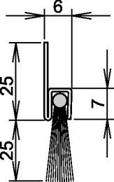 ATHMER Bürstentürdichtung Ferrobros FA 25-6 Länge 2000 mm Breite 6 mm Rosshaar mixed Aufschrauben