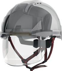 JSP Industriekletterhelm EVO® VISTAshield® Dualswitch weiß/rauch ABS EN 397, EN 50365, EN 12492