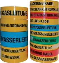 MULTICOLL Trassenwarnband Aufdruck Achtung Gasleitung B.40mm L.250m gelb