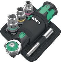 WERA Steckschlüsselsatz 8009 Zyklop Pocket Set 2 19-teilig 3/8? + 1/4 ? Anzahl Zähne 72