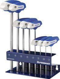 PROMAT Stiftschlüsselsatz 8-tlg.SW 2-10 m.Quergr.im Werkbankständer