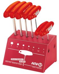 AMF Stiftschlüsselsatz 906Q WM7 7-tlg.SW 2-8 m.Quergr.im Werkbankständer