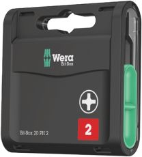 WERA Bitgroßpackung 1/4 Zoll PH 2 L.25mm DIN ISO 1173,Form C 6,3 20 Bits/Ku.-Box