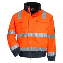 NITRAS MOTION TEX VIZ PLUS, Warnschutz-Pilotenjacke, neonorange / blau, EN ISO 20471, EN 343